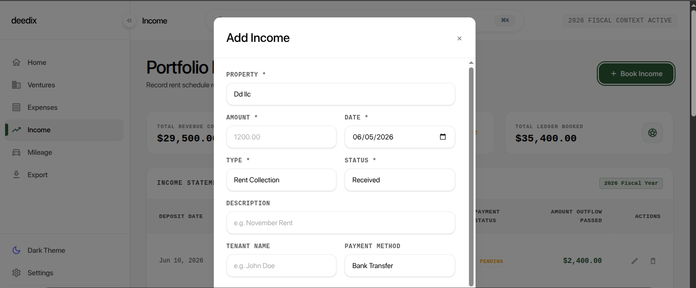 Income Tracking